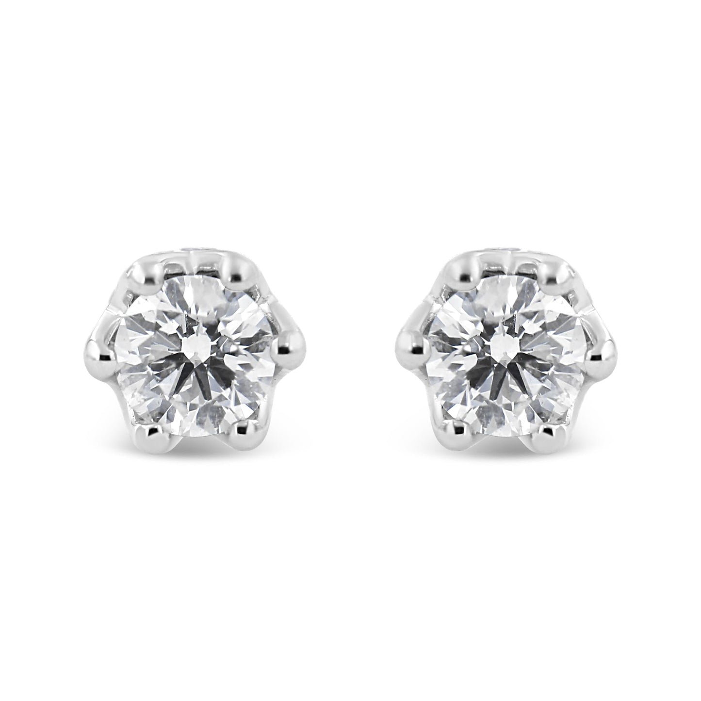 14K Gold 1/2 Cttw Round Diamond Crown Stud Earring (I-J Color, I1-I2