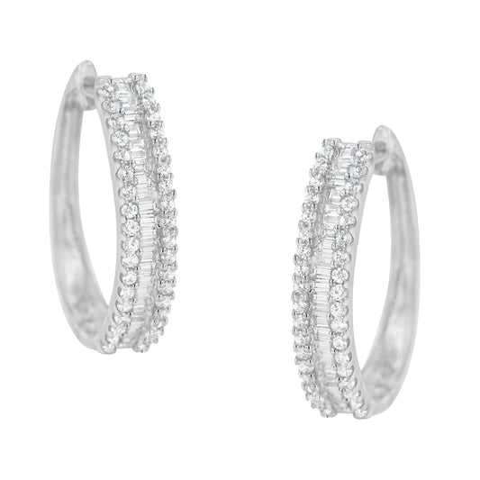10K White Gold Diamond Hoop Earrings (3/4 cttw, I-J Color, I2-I3