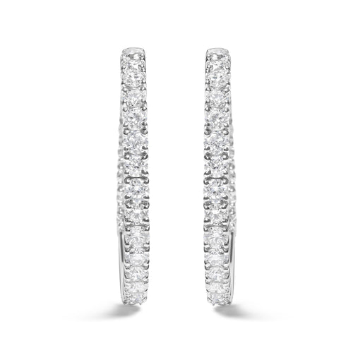 14K White Gold 5.00 Cttw Lab Grown Diamond Inside Out Hoop Earrings