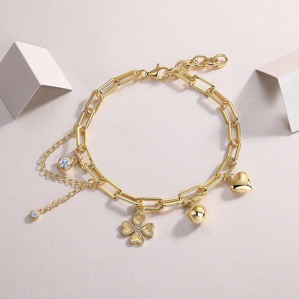 0.5-carat Luxury And Fashionable Light Luxury Trend Jewelry Silver Bracelet Set With Top-quality Moissanite, S925 Silver Electroplated With Gold