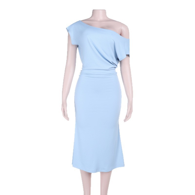 Off-Shoulder Fitted Waist Solid Color Chic Bodycon Dress