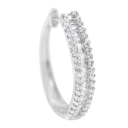 10K White Gold Diamond Hoop Earrings (3/4 cttw, I-J Color, I2-I3