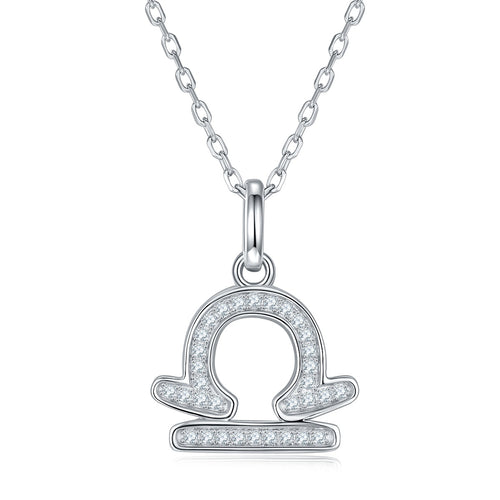 12 Zodiac Signs - Libra, Set With Top-quality Moissanite, Luxurious And Fashionable Light Luxury Trend Jewelry, Silver Necklace, Pendant S925 Silver Electroplated Platinum