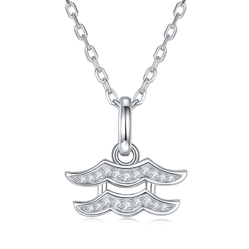 12 Zodiac Signs - Aquarius, Set With Top-quality Moissanite, Luxurious And Fashionable Light Luxury Trend Jewelry, Silver Necklace, Pendant S925, Silver-plated Platinum