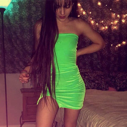 Split love hot rhinestone tube top dress