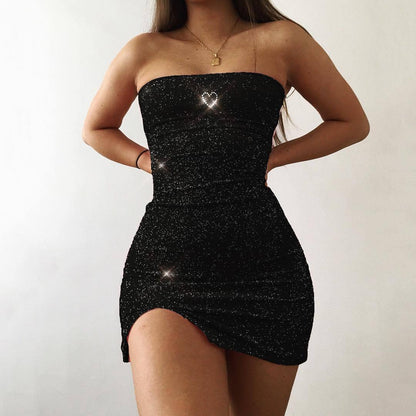 Split love hot rhinestone tube top dress