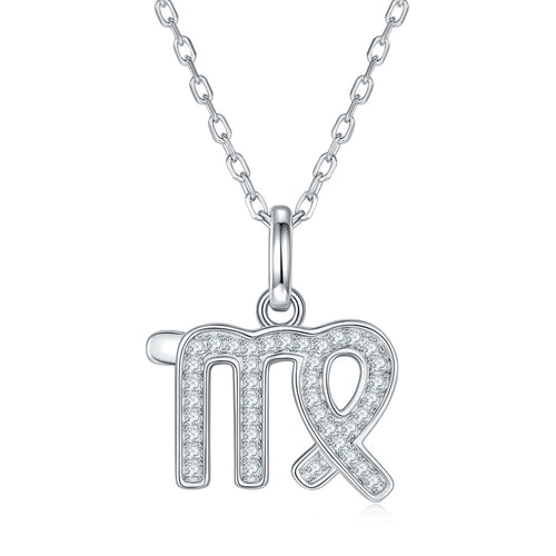 12 Zodiac Signs - Virgo, Set With Top-quality Moissanite, Luxurious And Fashionable Light Luxury Trend Jewelry, Silver Necklace Pendant S925, Silver-plated Platinum