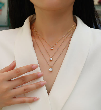2-carat Luxury Fashion Minimalist Trend Jewelry Silver Pendant Necklace With Top-quality Moissanite, S925 Silver Electroplated With Gold