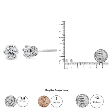 14K Gold 1/2 Cttw Round Diamond Crown Stud Earring (I-J Color, I1-I2