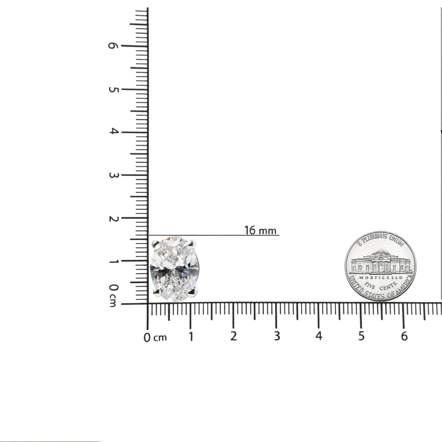 14K White Gold Prong Set Lab Grown Oval Diamond Solitaire Stud Earring
