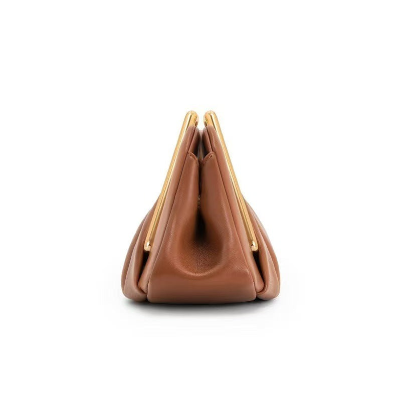 Womens Retro-Style Framed Pleated Cloud Bag