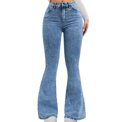High-waisted Stretch Slim-fit Faux Denim Print Pants
