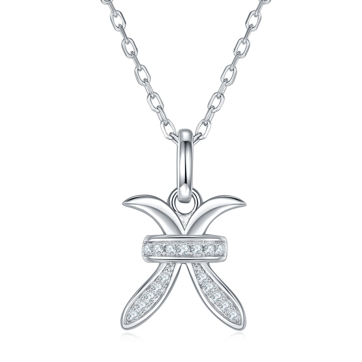 12 Zodiac Signs - Pisces, Set With Top-quality Moissanite, Luxurious And Fashionable Light Luxury Trend Jewelry, Silver Necklace Pendant S925, Silver-plated Platinum