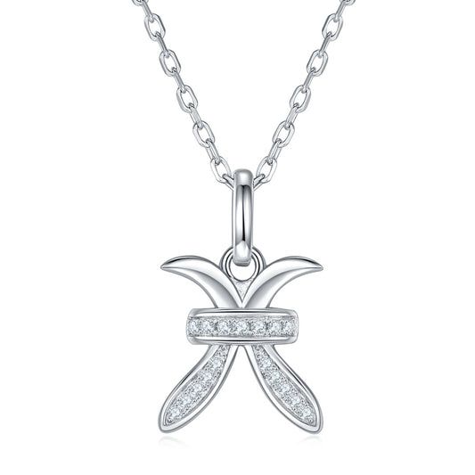 12 Zodiac Signs - Pisces, Set With Top-quality Moissanite, Luxurious And Fashionable Light Luxury Trend Jewelry, Silver Necklace Pendant S925, Silver-plated Platinum