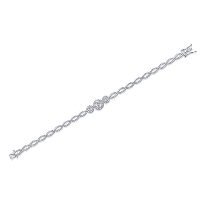 1-carat Luxury And Fashionable Light Luxury Trend Jewelry Silver Bracelet Set With Top-quality Moissanite, S925 Silver Electroplated Platinum