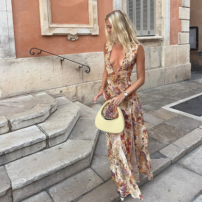 Women's Printed Vest Dress Street Style Fashion