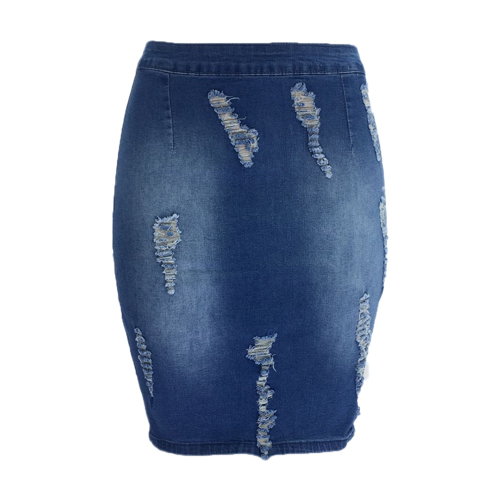 Denim Skirt Hole Women's Pants