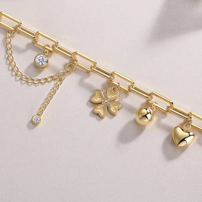 0.5-carat Luxury And Fashionable Light Luxury Trend Jewelry Silver Bracelet Set With Top-quality Moissanite, S925 Silver Electroplated With Gold