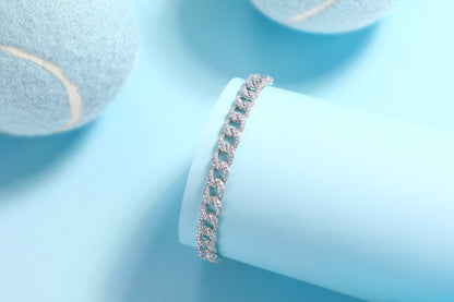 Set With Top-quality Moissanite, This Luxurious And Fashionable Light Luxury Jewelry Silver Bracelet Is Made Of S925 Silver Electroplated With Platinum
